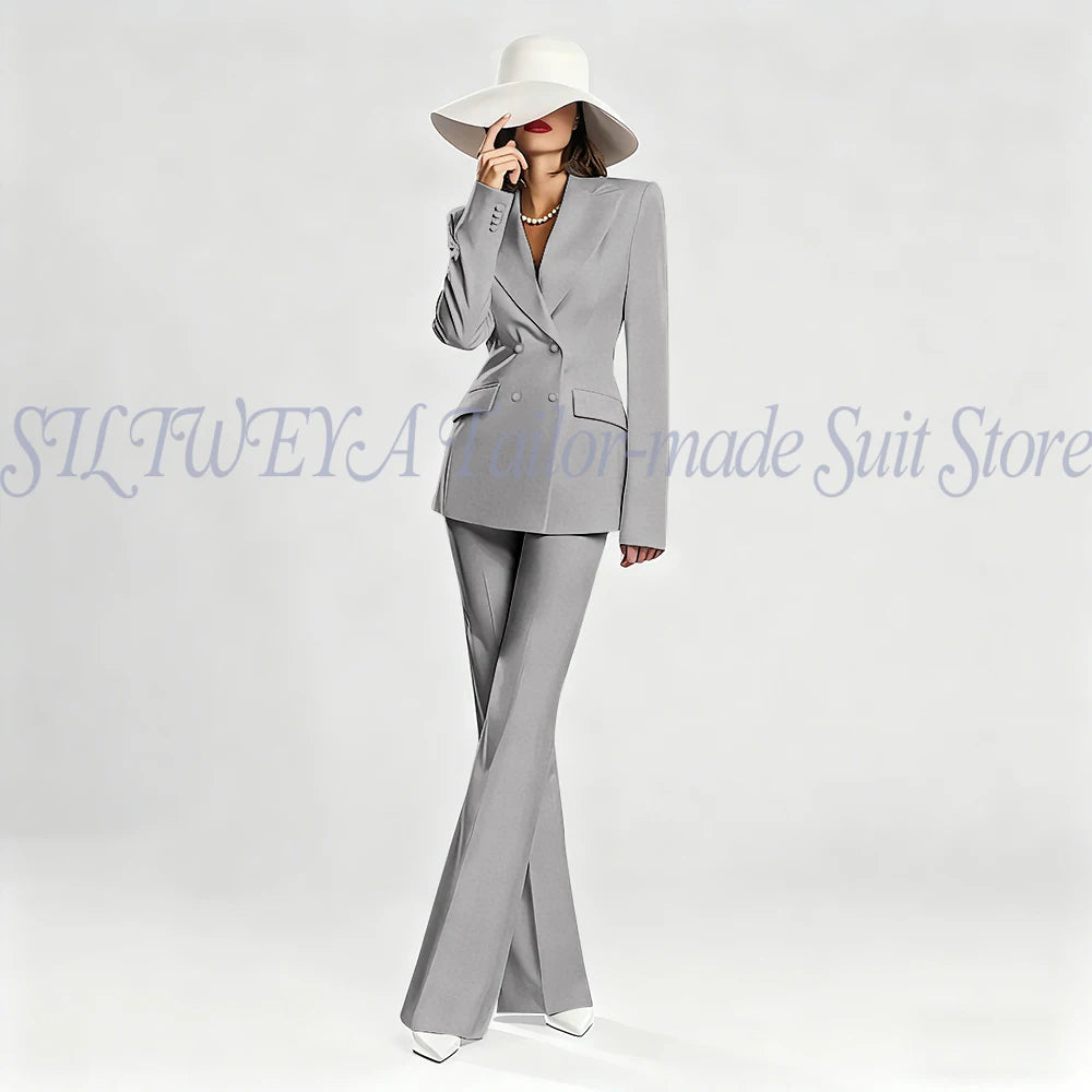 Slim Fit Double Breasted Blazer Suit Set for Women