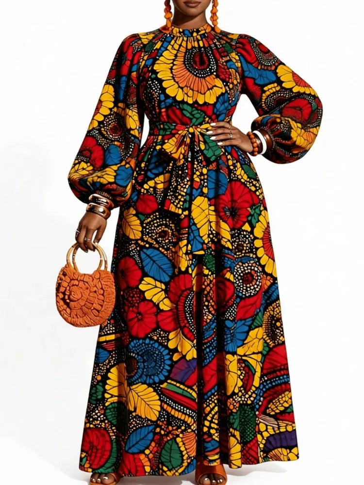 Traditional African Print Dashiki Maxi Dress for Women