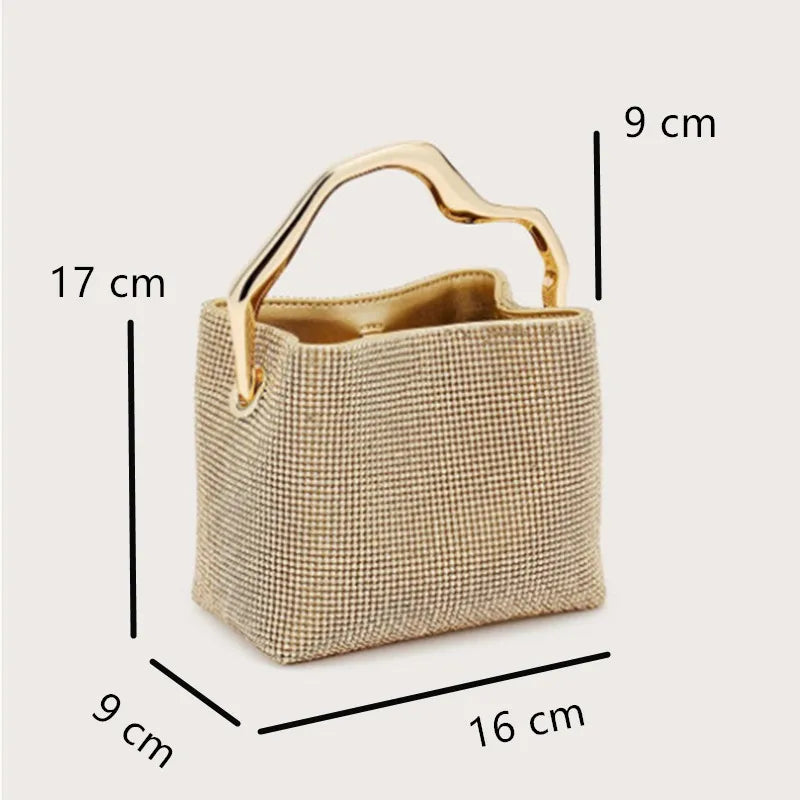 Embellished Metal Handle Evening Clutch