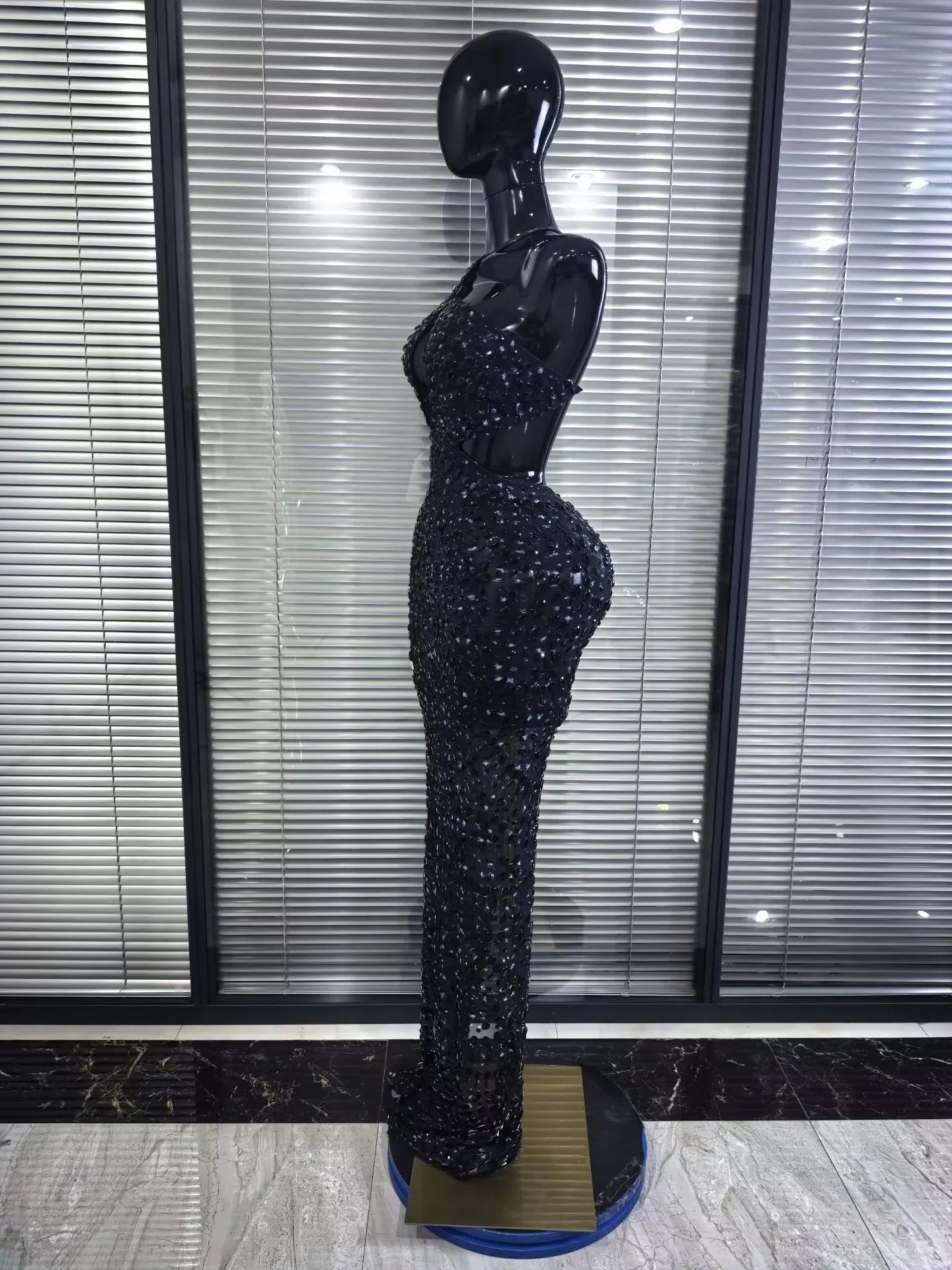 Pink Color Women Sexy Halter Backless Mesh See Through Bodycon Floor-length Mermaid Dress Birthday Party Cocktail Outfit