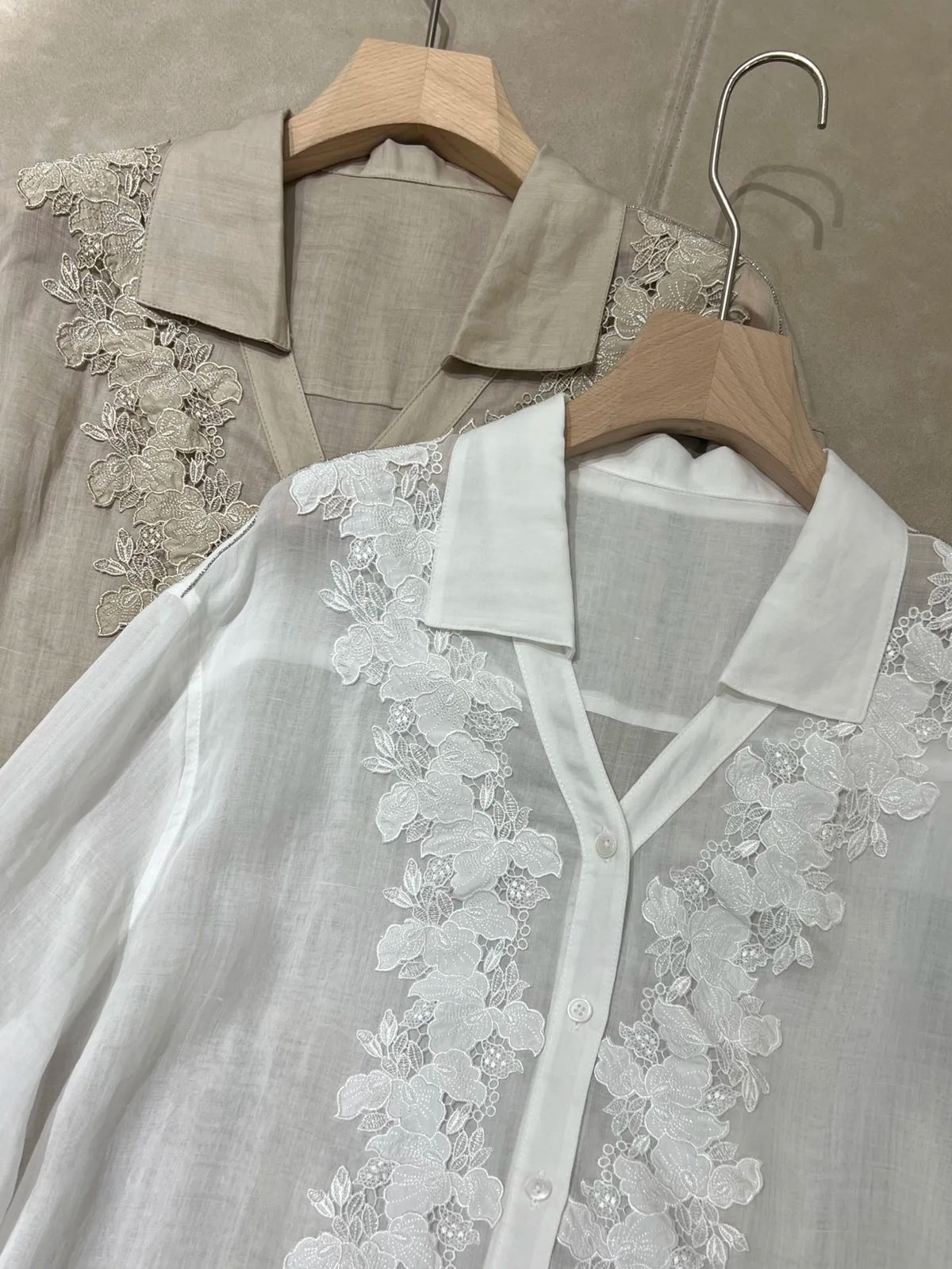 Embroidered Linen Blouse And Midi Skirt Set for Women