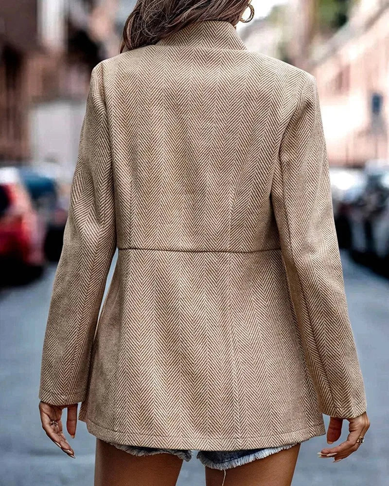 Chic French Style Long Sleeve Knit Blazer Jacket For Women