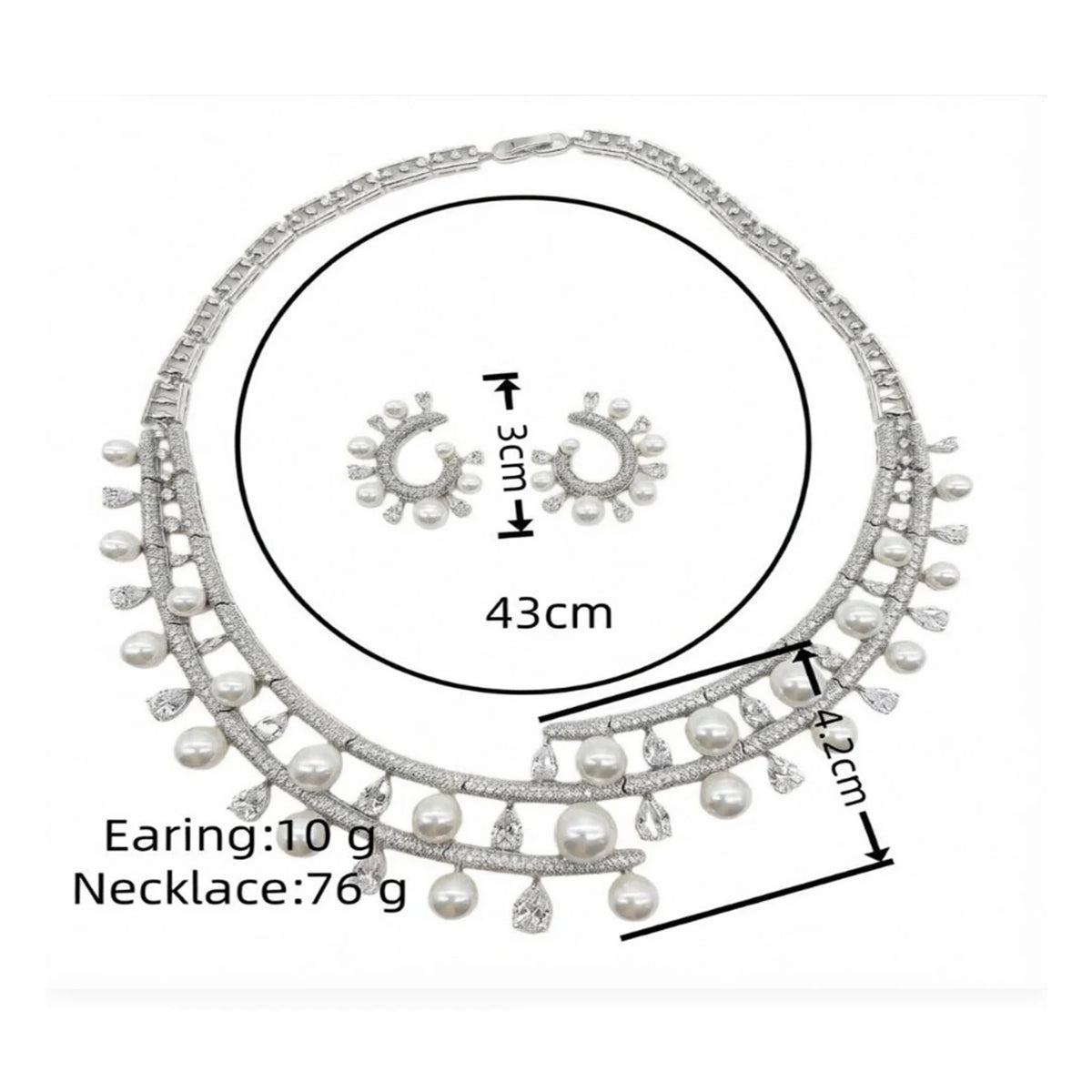 Pearl And Crystal Floral Rhinestone Jewelry Set For Women