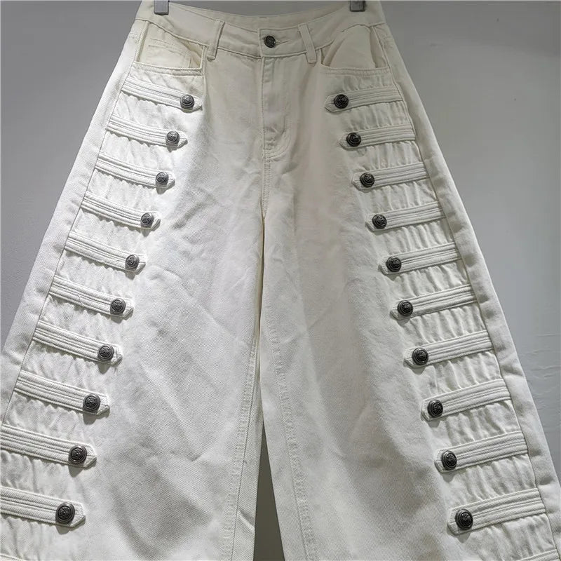 Classic Double Breasted Denim Two Piece Set For Women