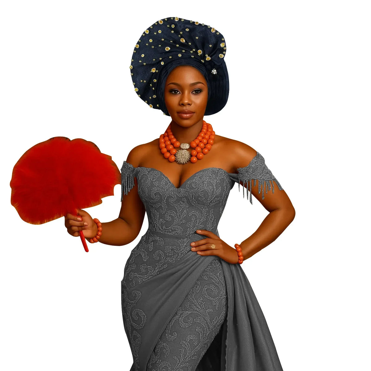 Pre-Tied African Wedding Party Gele Headwrap for Women