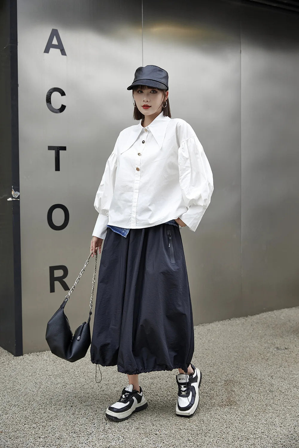 Casual Ankle-Length Spliced Denim with Contrast Color Skirt for Women