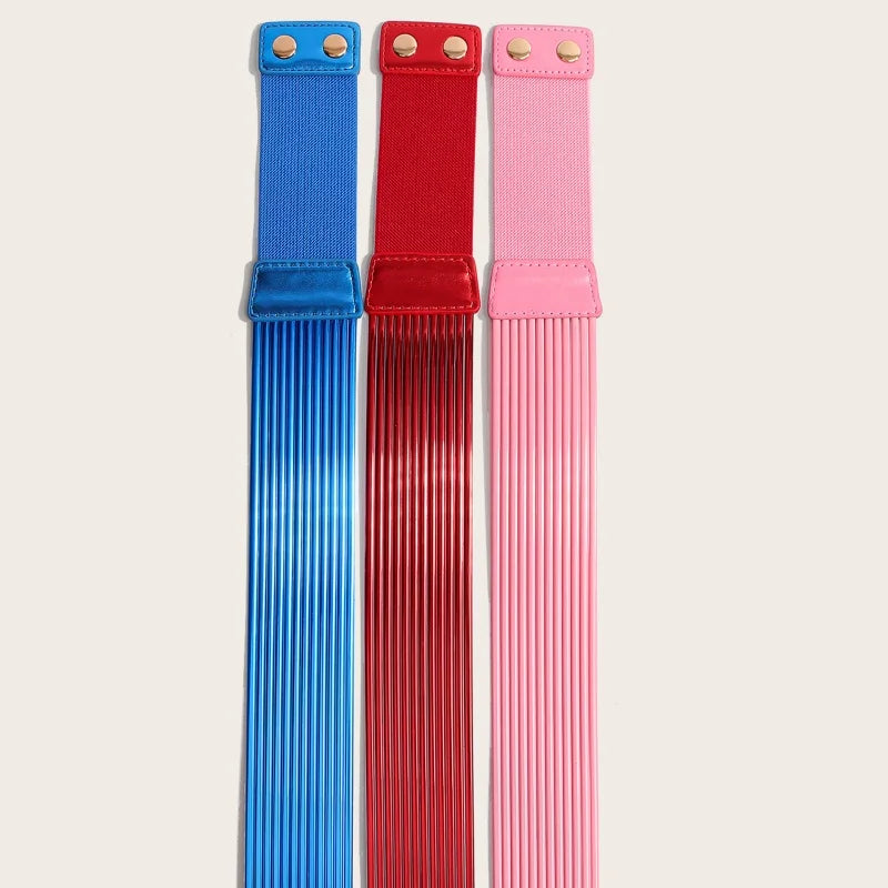 Pearl Embellished Wide Elastic Waist Belt for Women