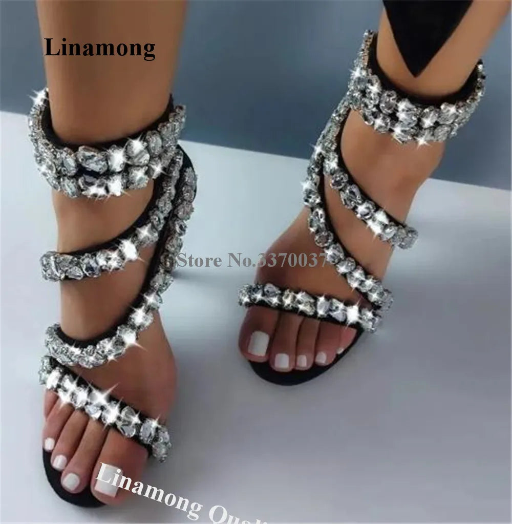 Rhinestone Strappy Stiletto Sandals