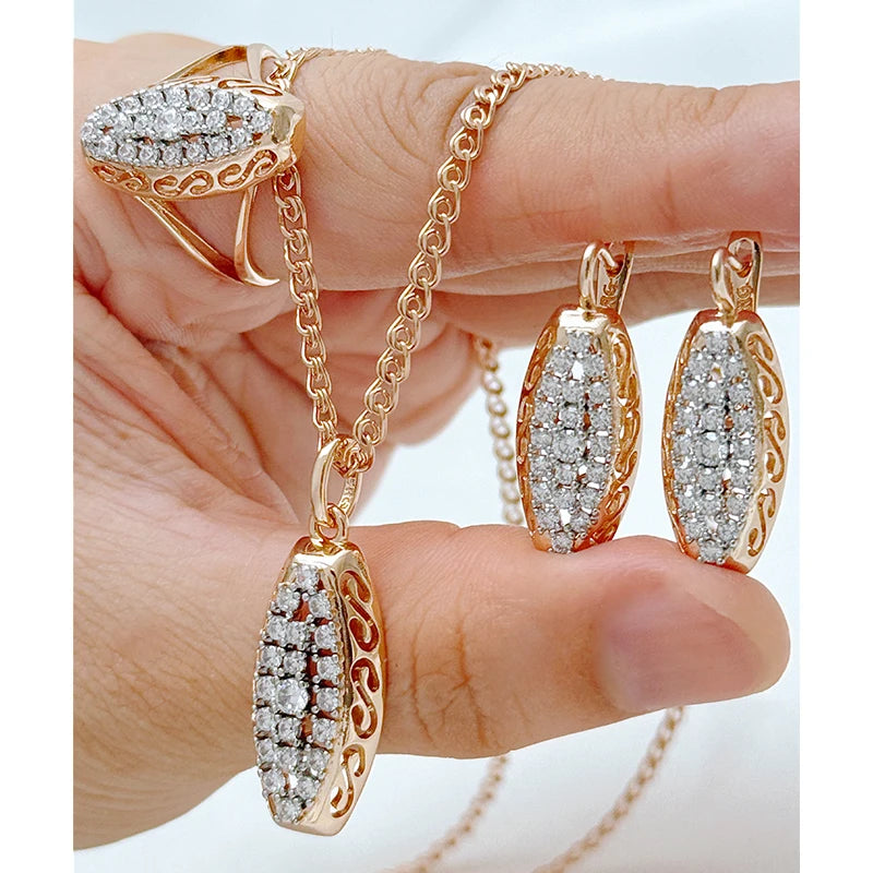 Rose Gold Zircon Bridal Jewelry Set