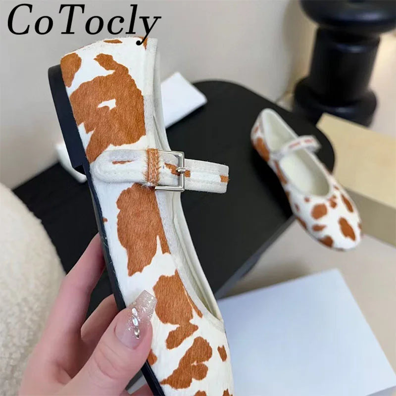 Elegant Buckle Strap Round Toe Mary Jane Flats For Women
