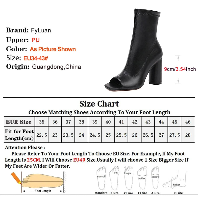 Chic Peep Toe High Heel Ankle Boots