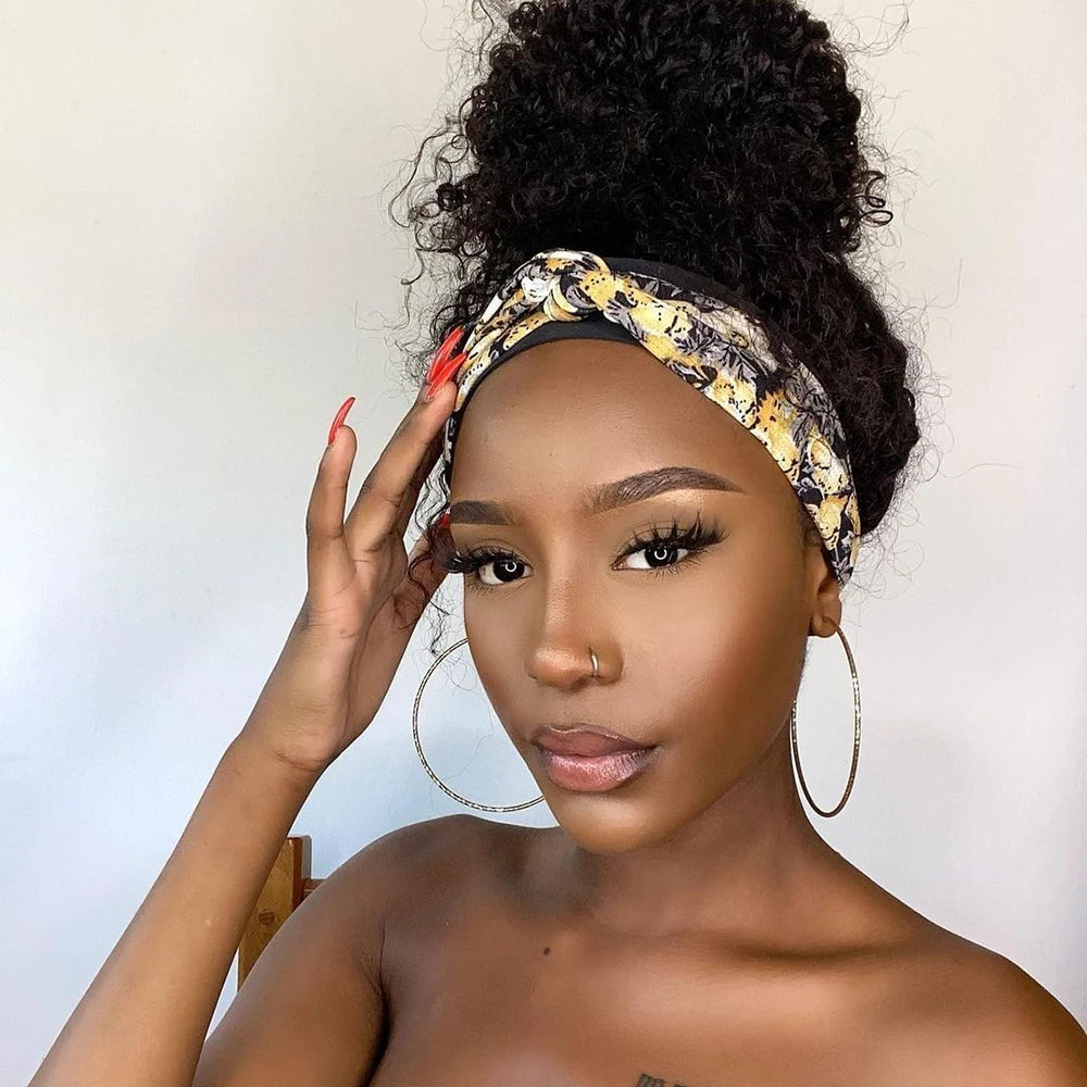 Women's Headband Wig Human Hair Water Wave Natural Hair Brazilian Wigs For Black Women Remy Full Machine Made Fast Delivery