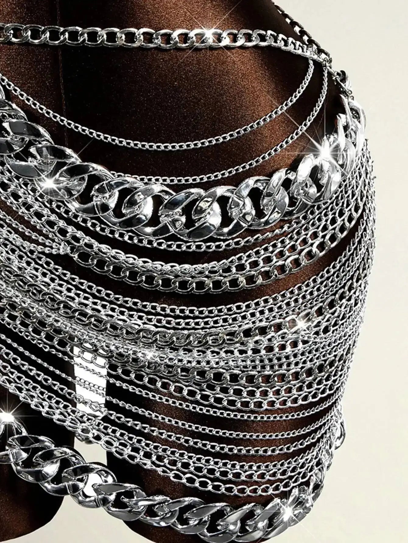 Sheer Metal Chain Dress with Backless Detail for Women