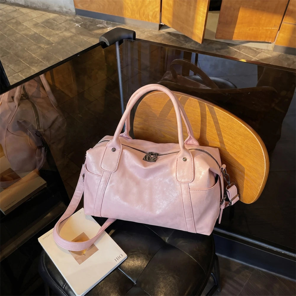 Practical Pure Color Vegan Leather Shoulder Crossbody Bags for Women