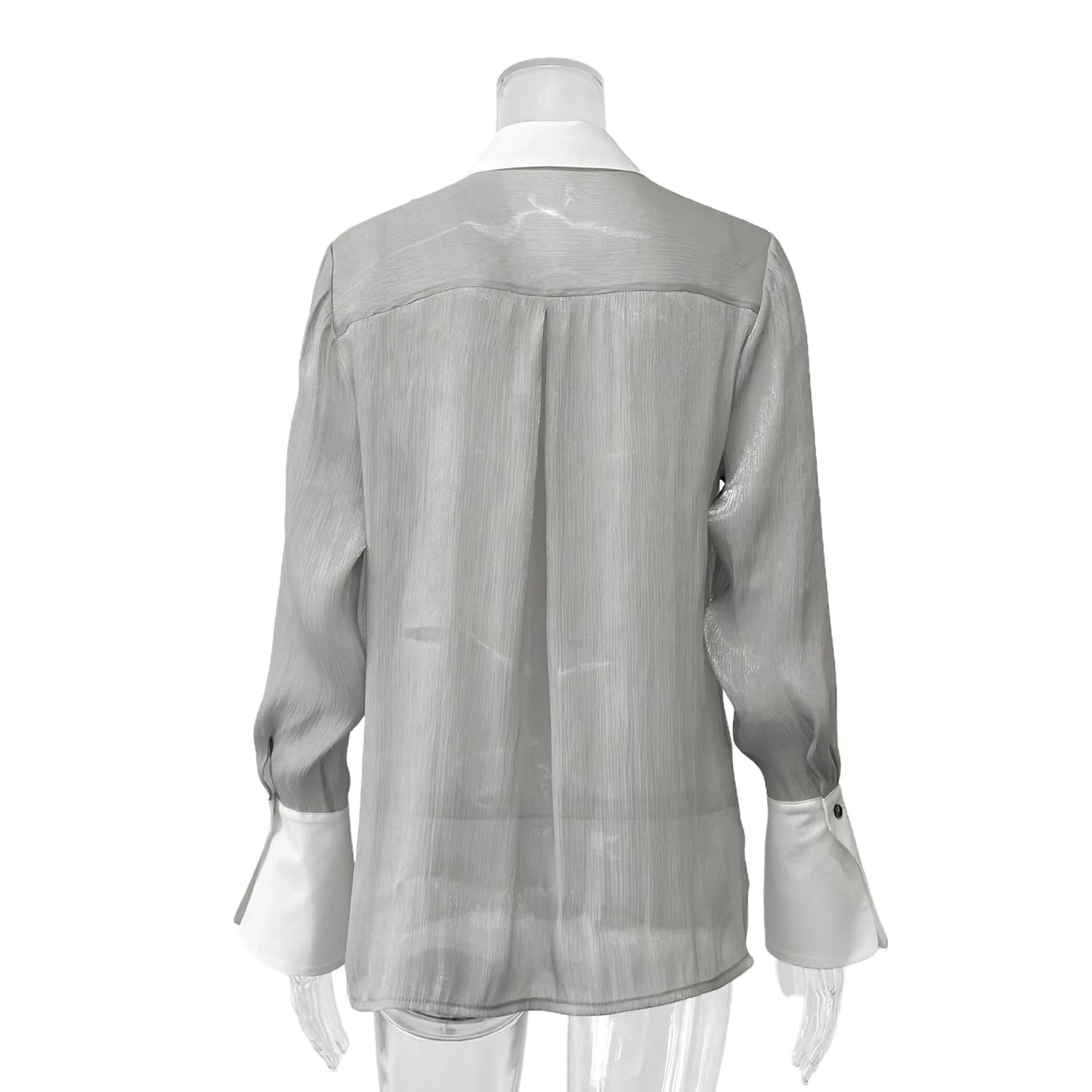 Summer Elegant Spliced See Through Mesh Blouse for Women