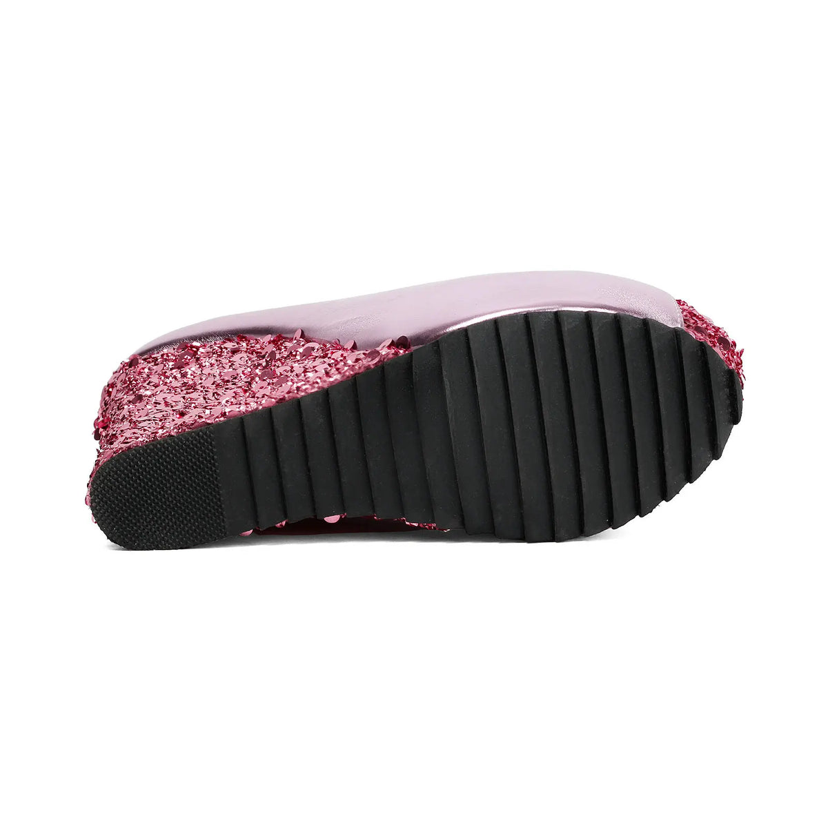 Sparkly Sequin Peep Toe Platform Wedge Sandals for Women