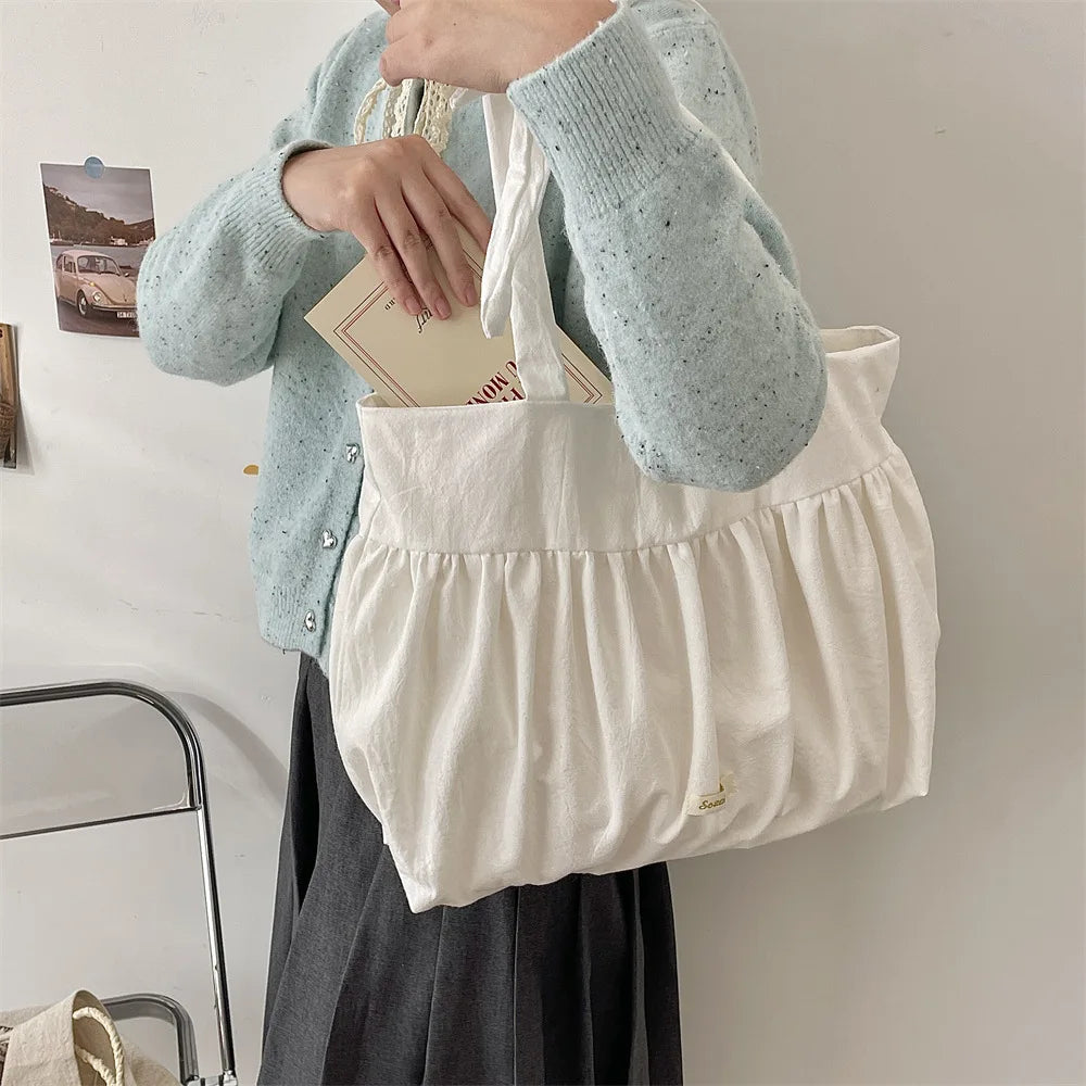Casual Large Capacity Belted Canvas Tote Bag for Women