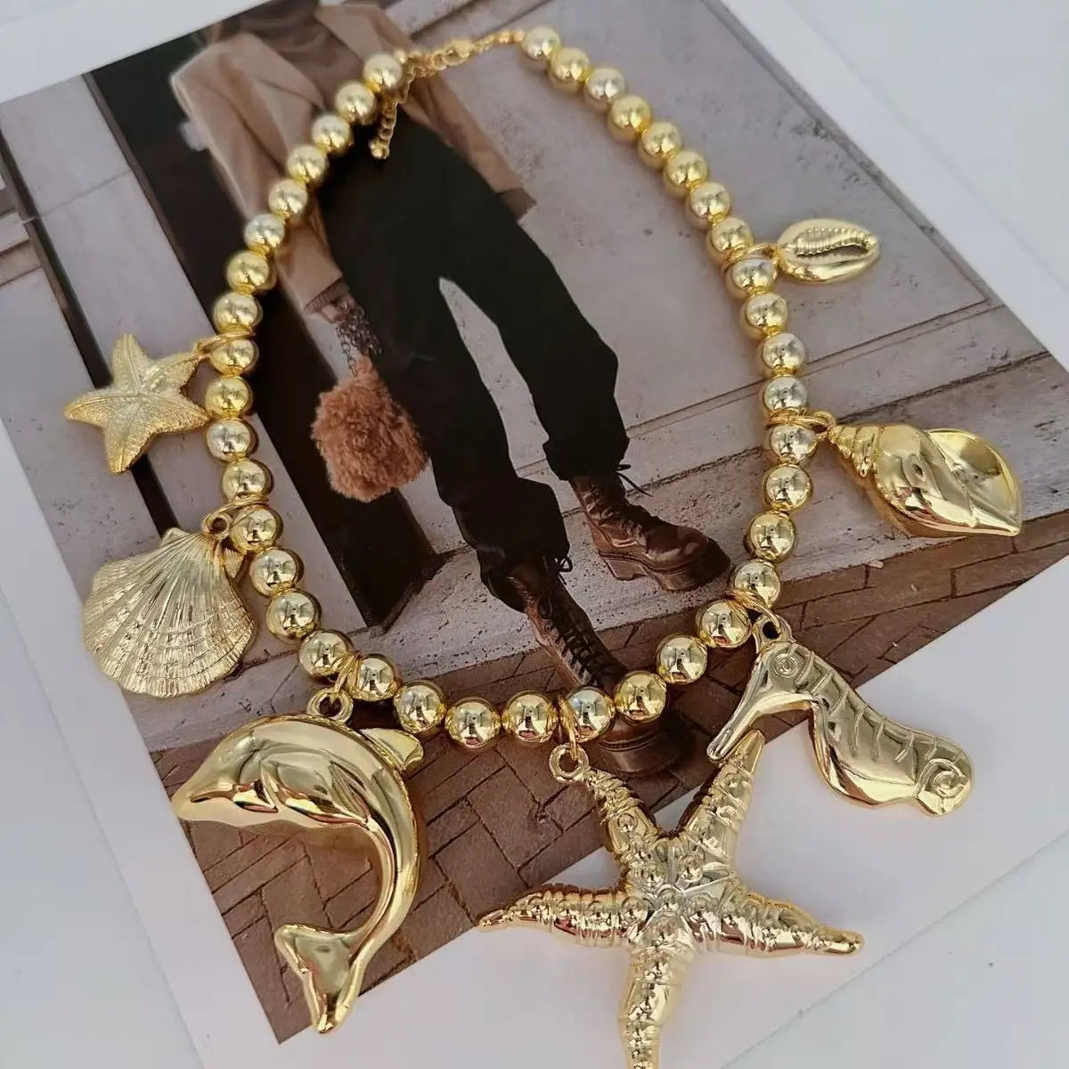 Retro Ocean Inspired Pendant Necklace