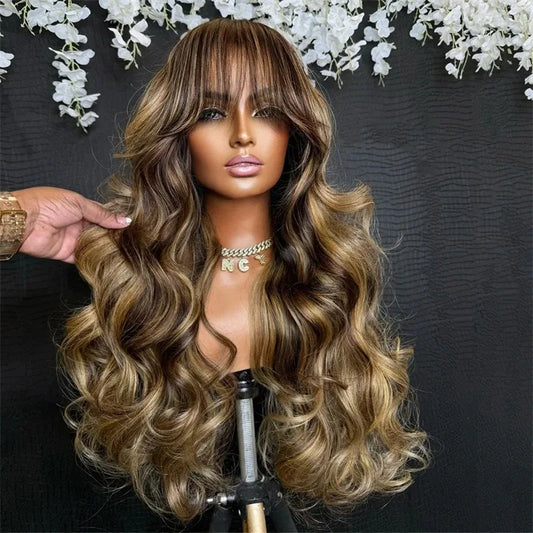 Natural Ombre Blonde Body Wave Lace Front Wig for Women