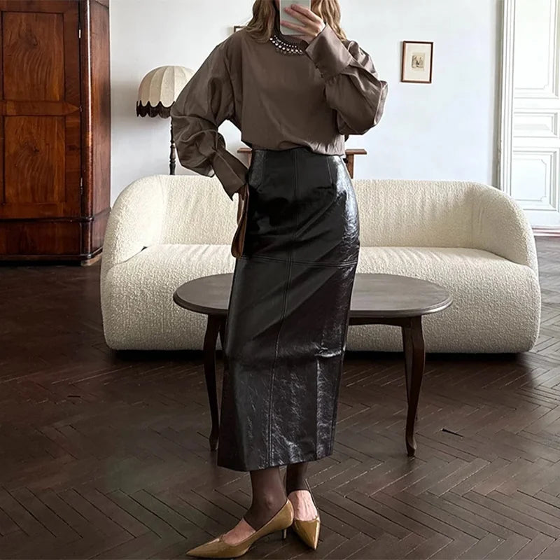 Vintage Leather Skirt Set