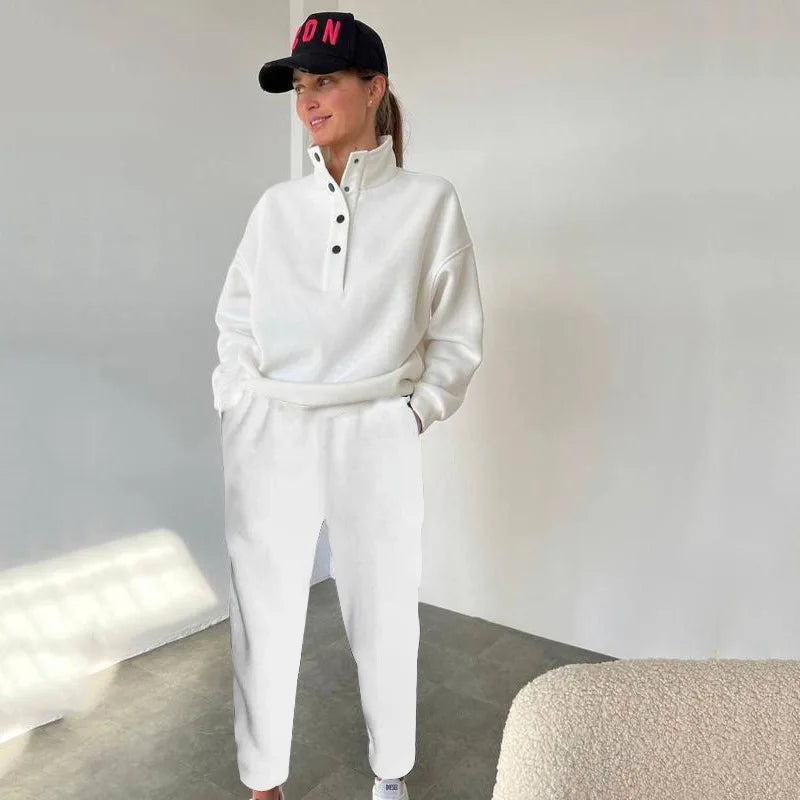 Oversized Warm Casual Hoodie and Long Pants Set for Women