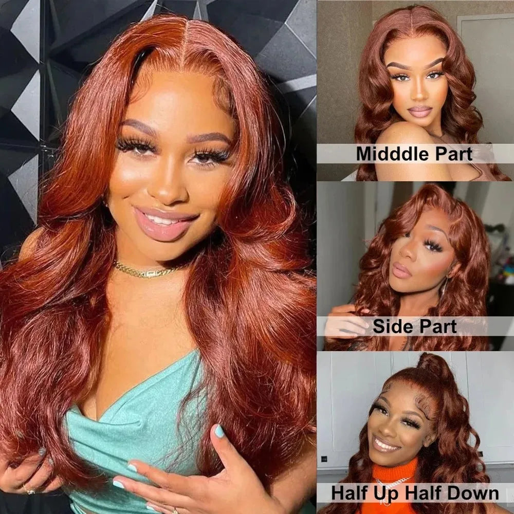 Bright Red Body Wave Heat Resistant Lace Front Wig for Women