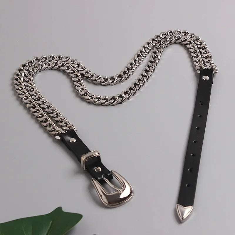 Trendy Gold Metal Decorative Waist Chain Belt for Women