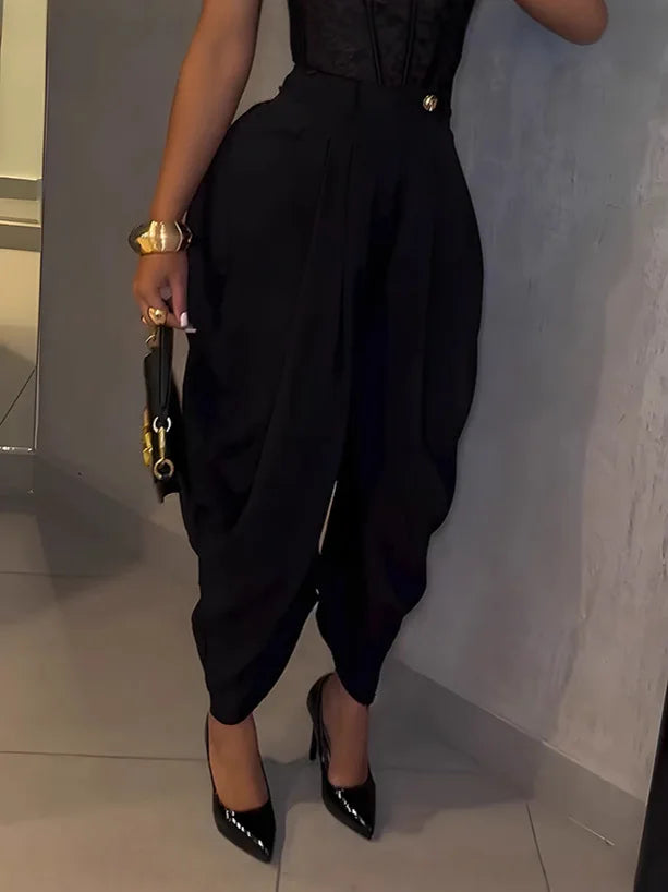 Ruched Cargo Harem Sweatpants With Drawstring Waist for Women