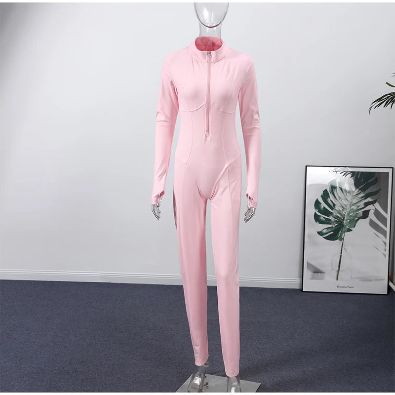 High Waist Full Zip Hooded Windproof Ski Jumpsuit For Women