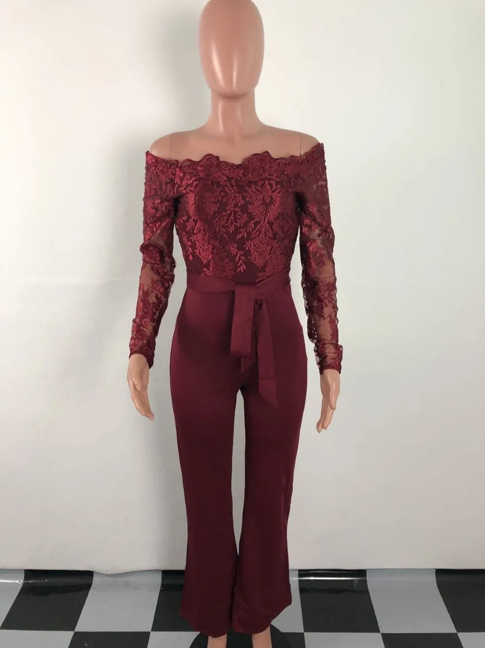 Elegant Lace Stitching Wide Leg Jumpsuit for Women