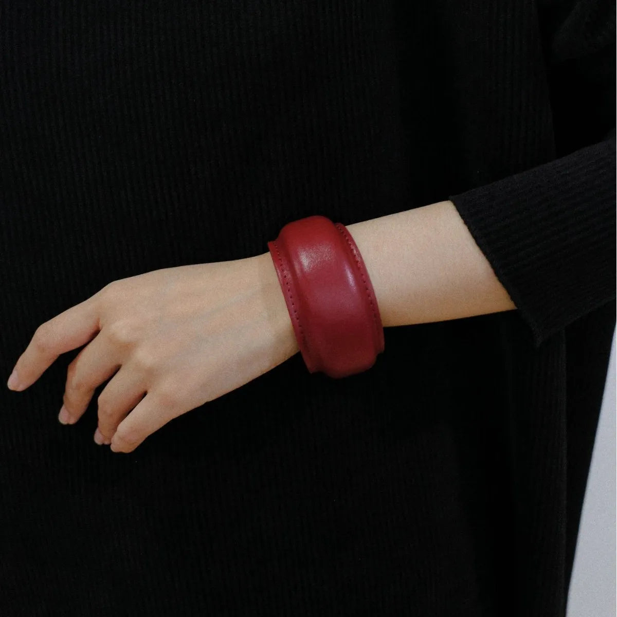 Elegant Minimalist Leather Wide Cuff Bracelet for Women