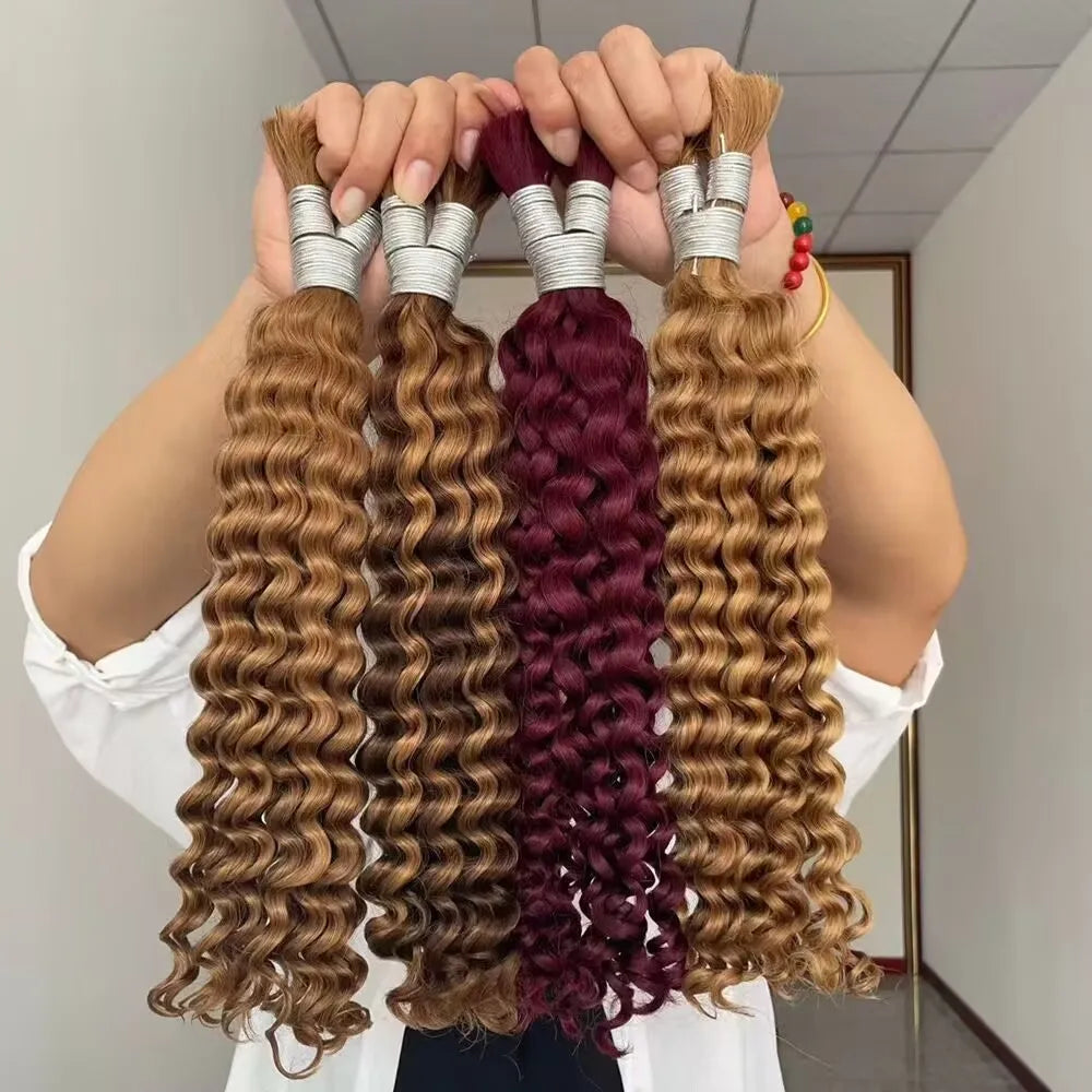 Ombre Deep Wave Human Hair Braiding Extensions for Women
