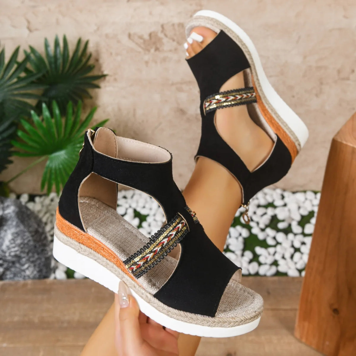Lightweight Platform Wedge Sandals With Back Strap for Women