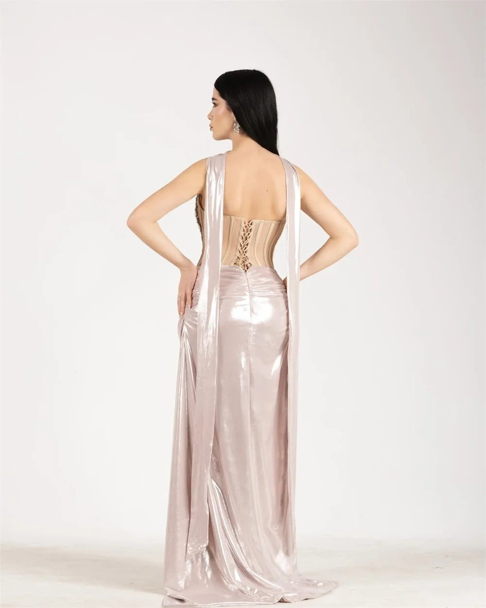 Lace Overlay Mermaid Evening Dress