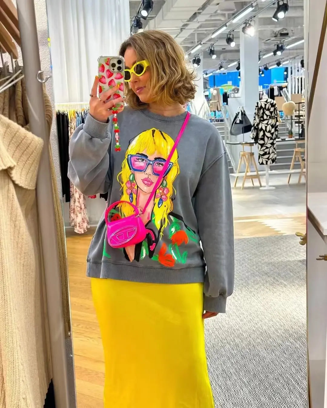 Loose Cartoon Graphic Long Sleeve Sweatshirt for Women