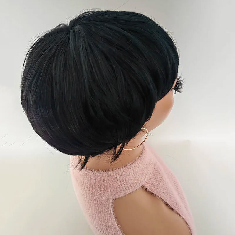 Straight Pixie Cut Synthetic Bob Wig With Comfortable Cap For Women