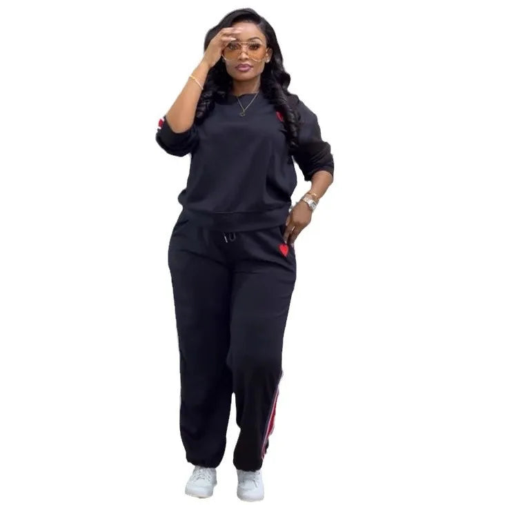 Casual Matching Two-Piece Jogger Tracksuit Set for Women