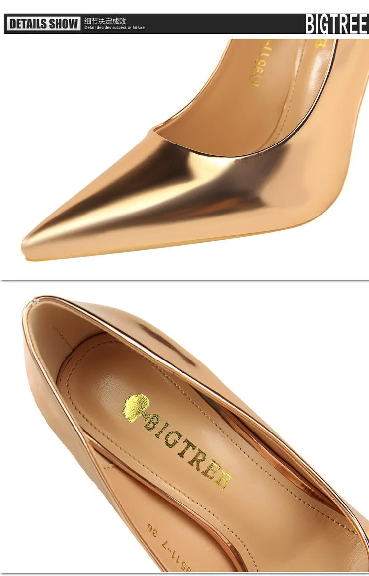 Classic Patent Leather Stiletto High Heel Pumps for Women