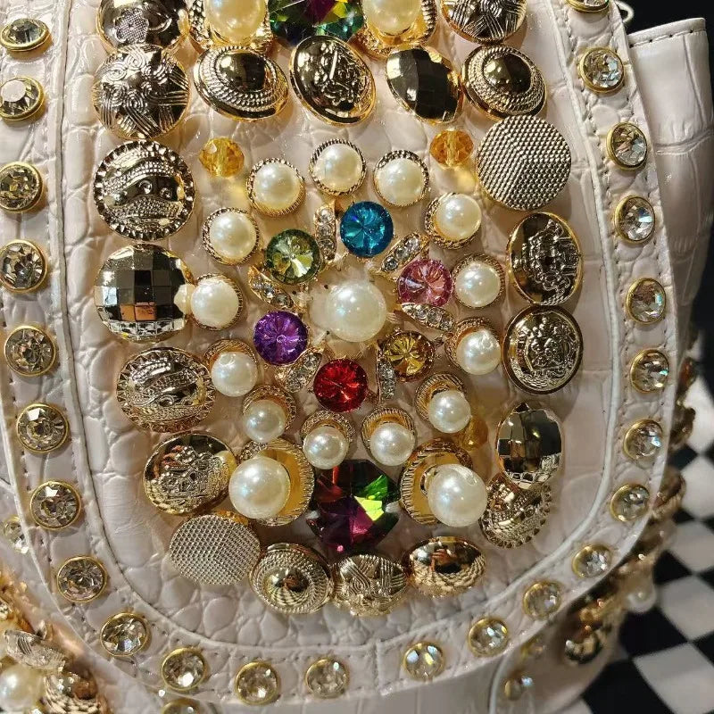 Women's New Backpack Elegant Diamond-encrusted Backpacks Multi-functional Beaded Trendy Crossbody Bucket Bag Large Capacity