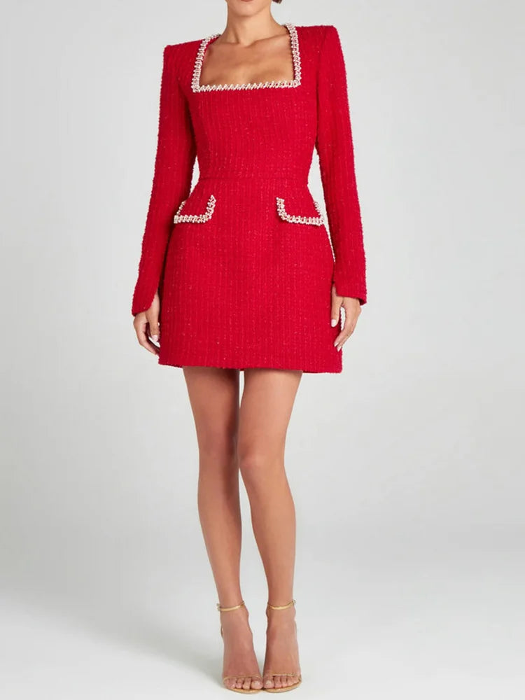 Summer Autumn Patchwork Slim Fit Party Dress, Women 2025 Vintage Backless O Neck Mini Dress, Sexy Sleeveless Pocket Ladies Dress