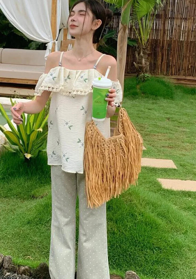 Hollow Out Tote Bags For Women Luxury Designer Handbag Purse New Weave Large Capacity Tassel Shoulder Straw Beach Bag