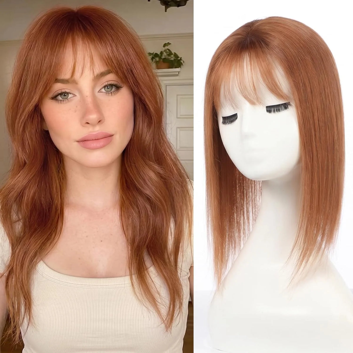 Swiss Lace Remy Human Hair Topper With Bangs For Women