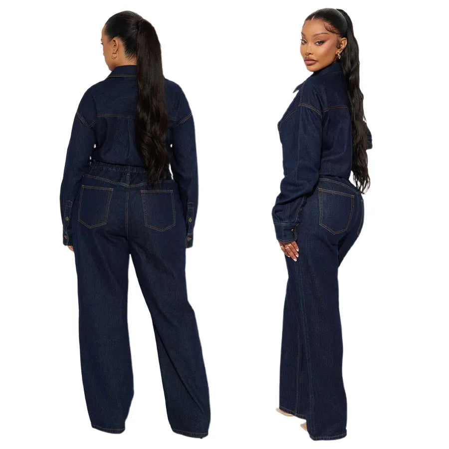Washed Distressed Denim Jumpsuit