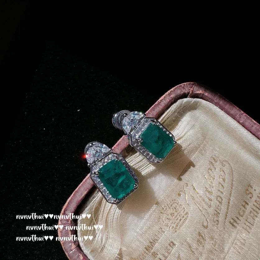 Vintage Geometric Tourmaline Jewelry Set for Women