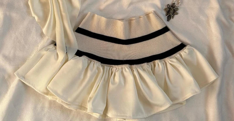 Harajuku Bow Patchwork Knit Set