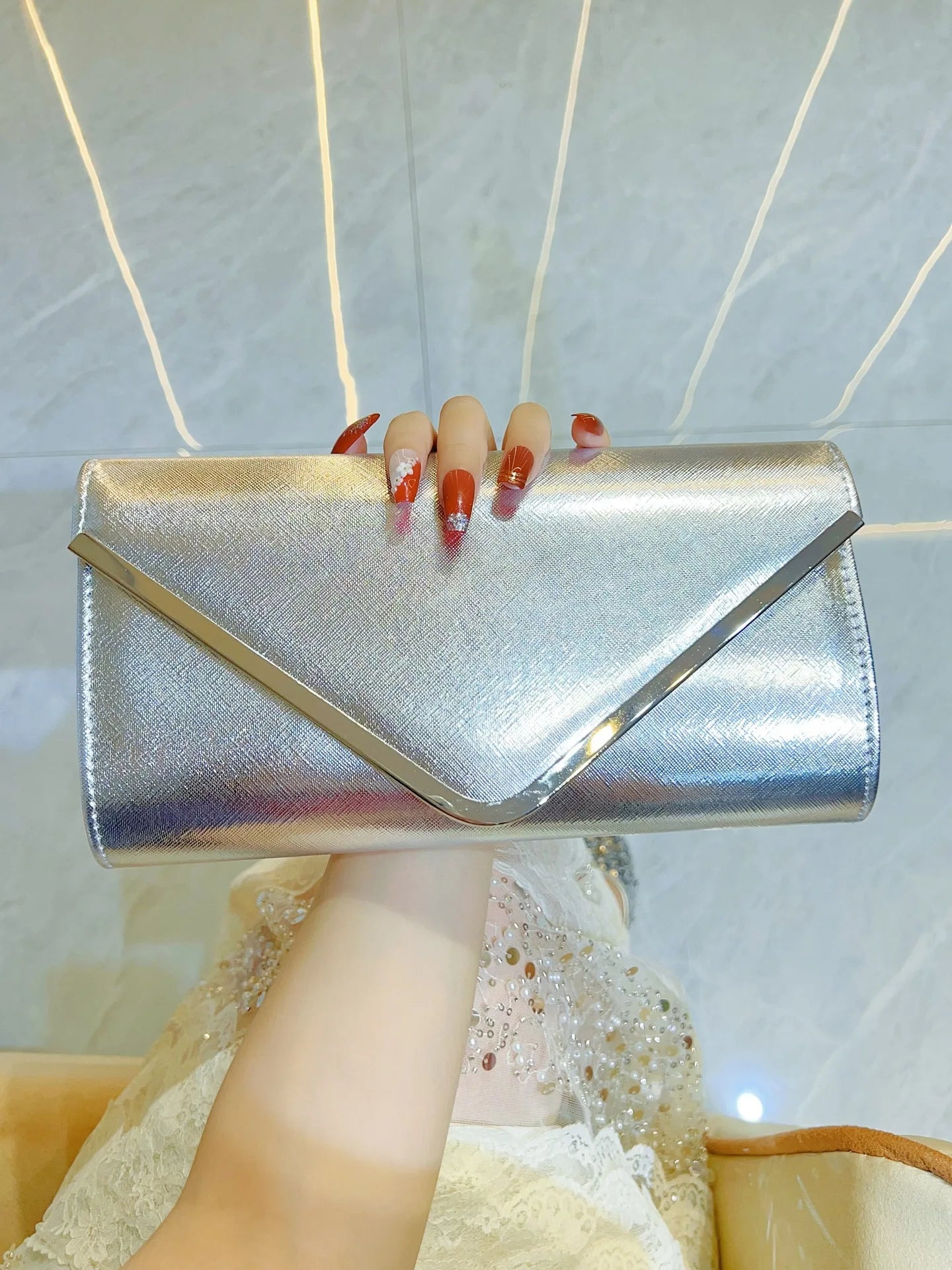 New Women's Envelope Evening Clutch Handbags Elegant Square Bridal Clutch Party Prom Wedding Purse Clutch Shoulder Bags Wallet
