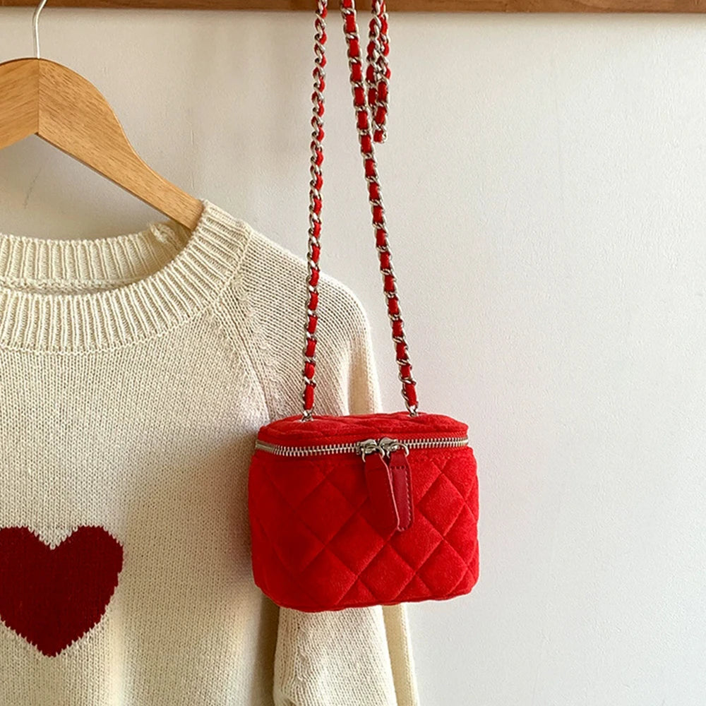 Mini Denim Crossbody Bag with Chain Strap for Women