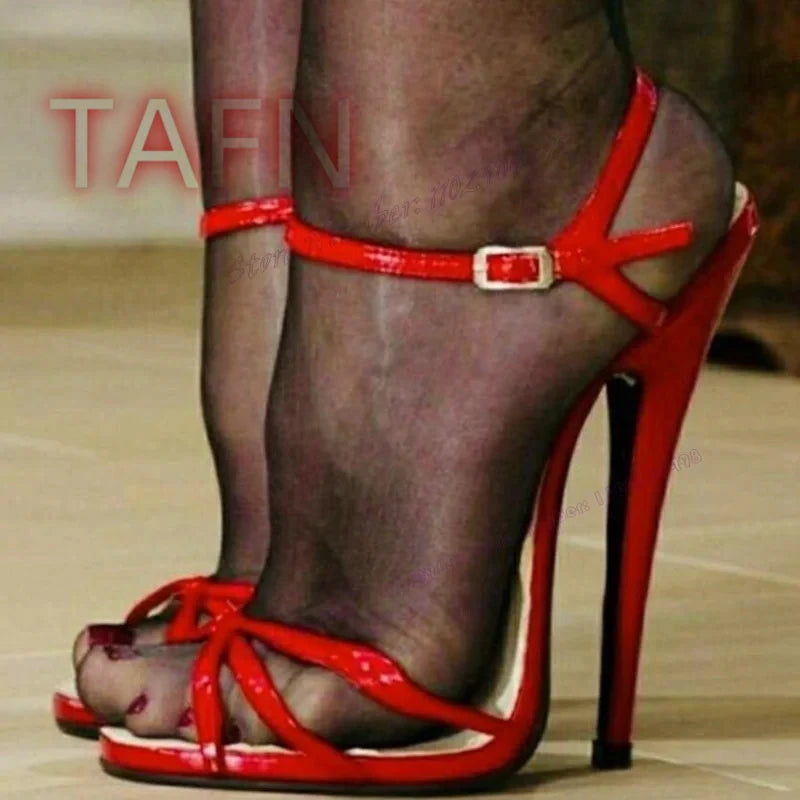 Elegant Patent Leather Buckle Slingback Heels for Women