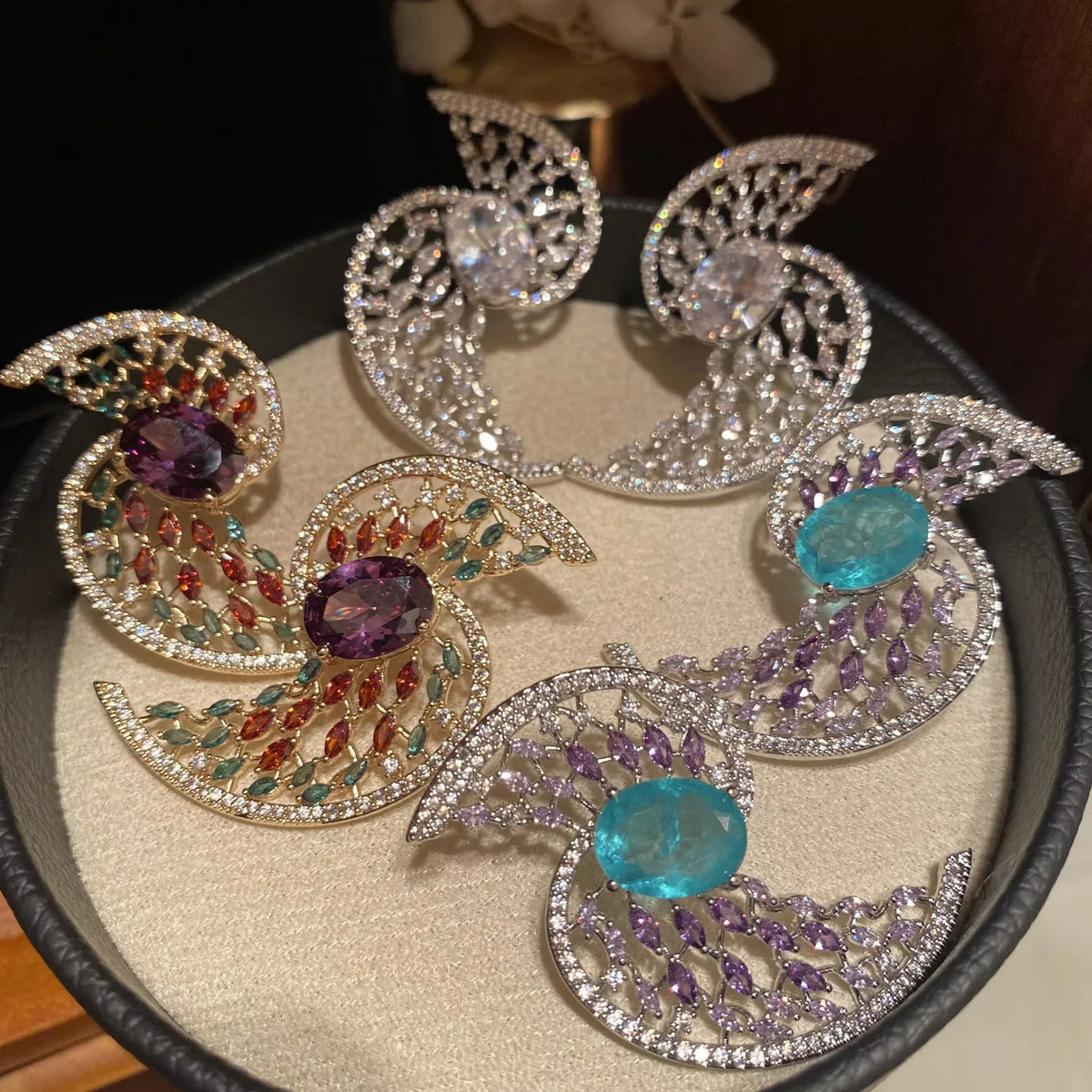 Colorful Hollow Flower Waterdrop Earrings for Women