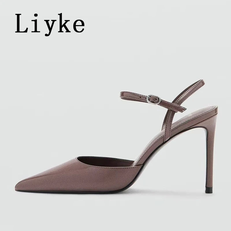 Elegant Pointed Toe Buckle Strap Stiletto Sandals for Women